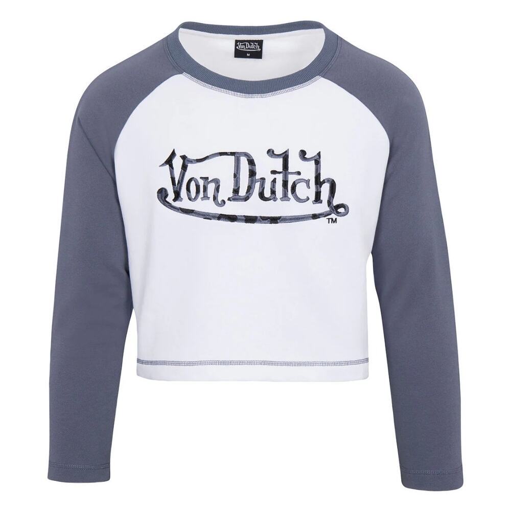 Von Dutch White and Gray Raglan Blouse
